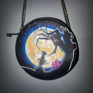 Loungefly Coraline Black Round Crossbody with Moonlit Scene